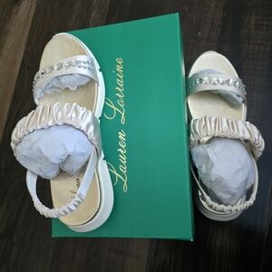 Lauren Lorraine ANNIE IVORY Colorful Print Espadrille Wedge size 10